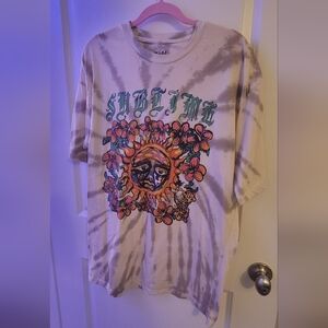 Sublime Tie-Dye Sun & Flowers Graphic Tee Size XL